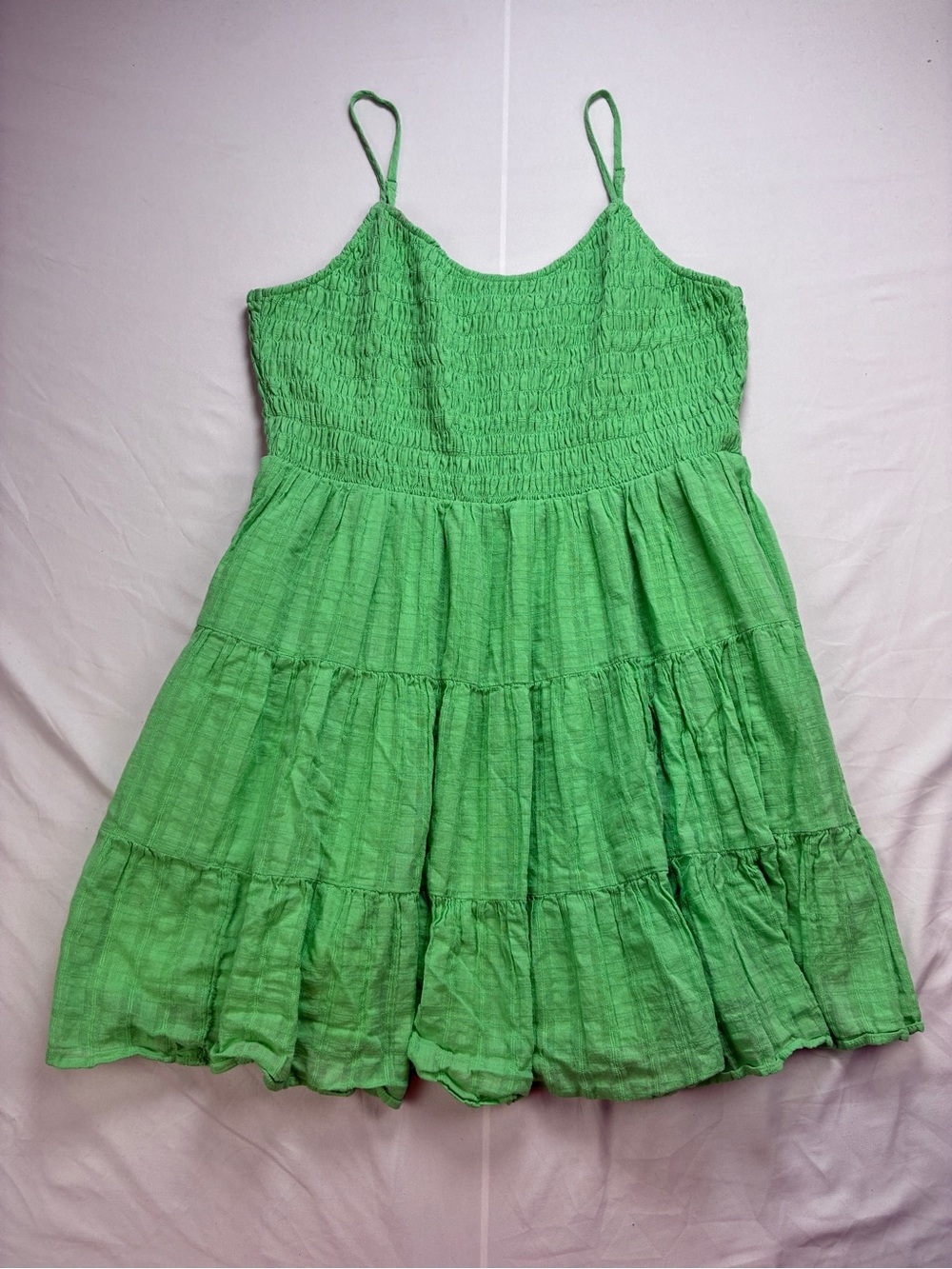 American Eagle Outfitters Green Smocked Top With Tiered Bottom Sundress Summer